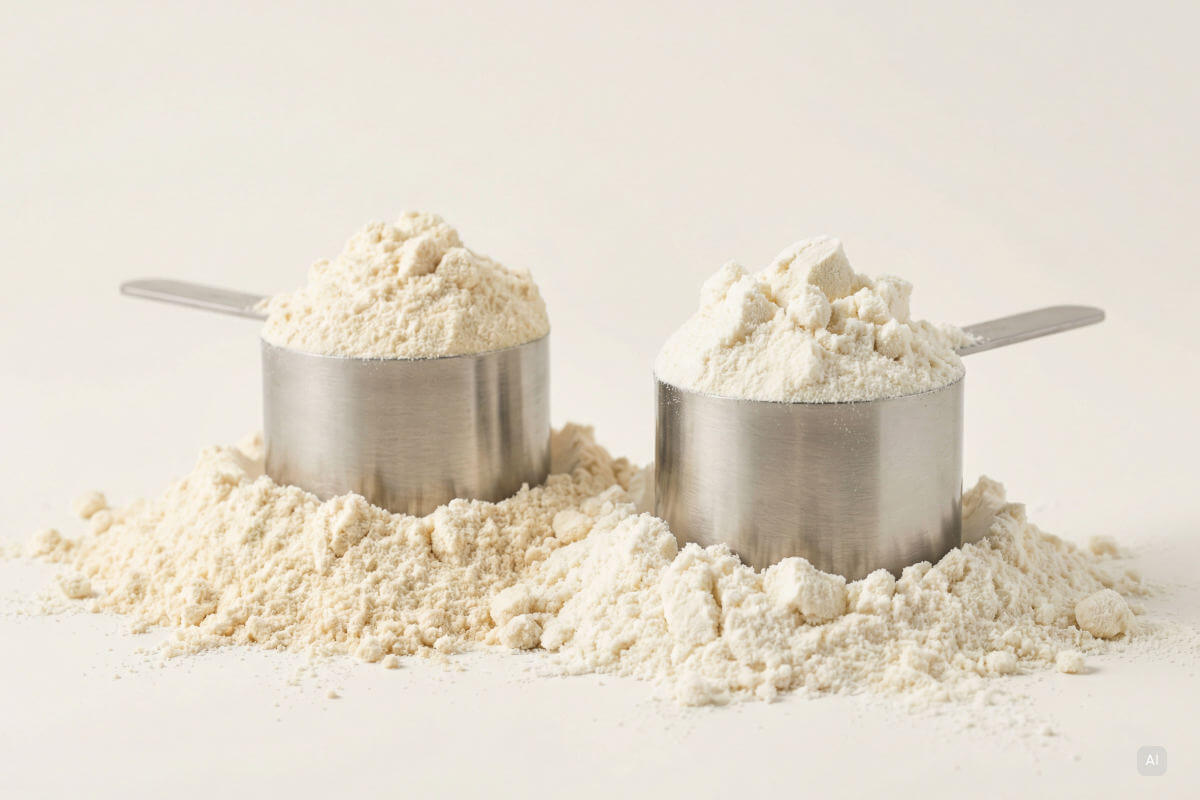 Zwei Scoops mit Proteinpulver - Bild KI generiert