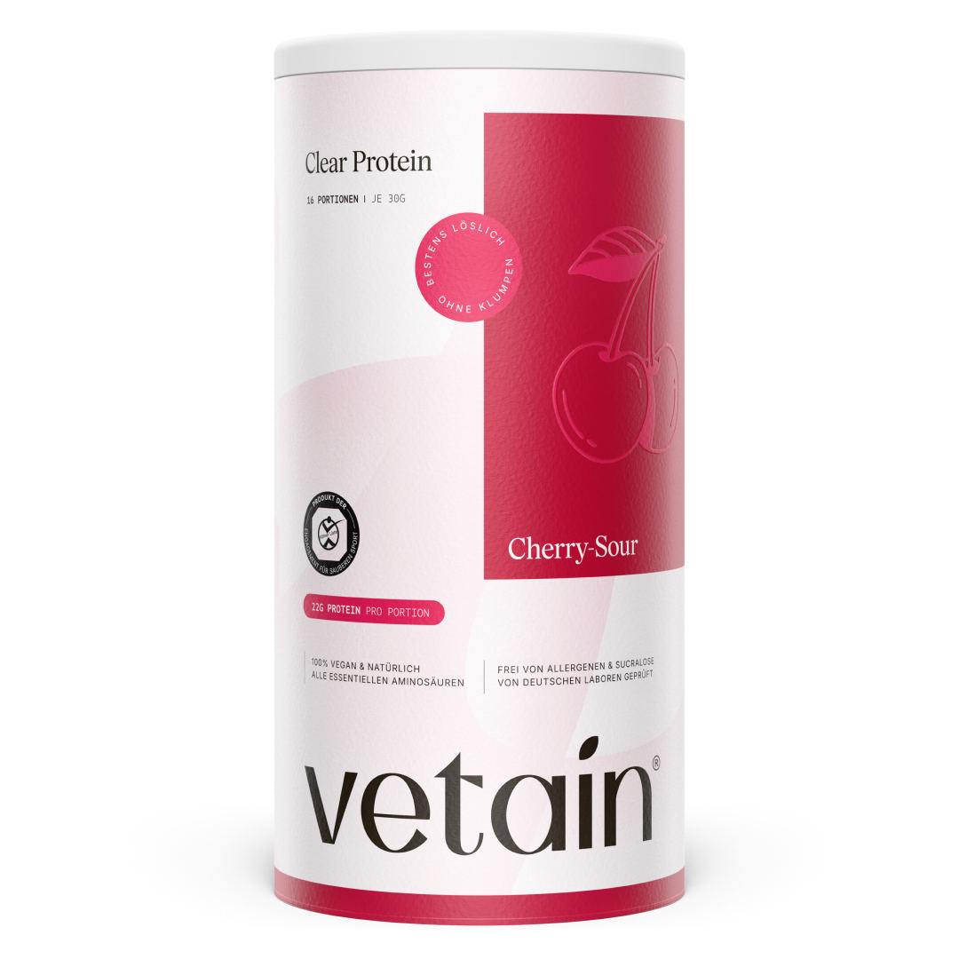 Vetain veganes Clear Protein Cherry-Sour, Kölner Liste Zertifizierung