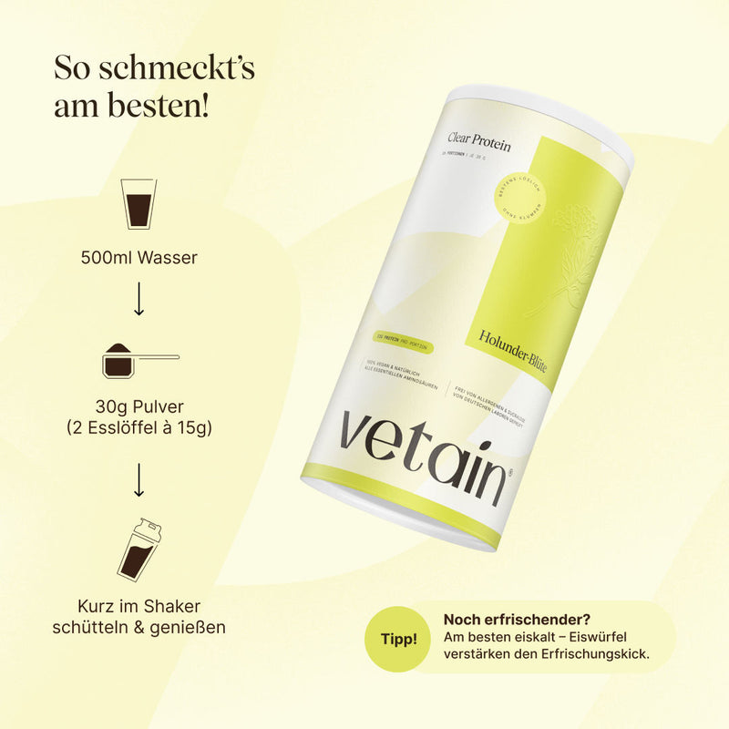 Zubereitung veganes Clear Protein Holunder-Blüte
