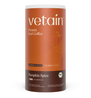 Vetain Protein Iced-Coffee Pumpkin-Spice (Bio) Dose freigestellt.