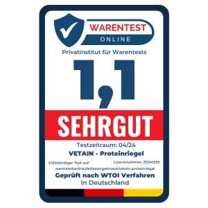 Warentest Siegel Crispy Proteinriegel von Vetain