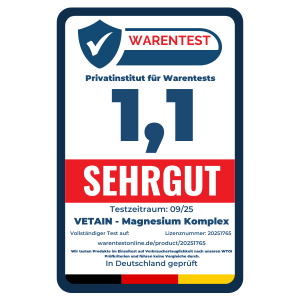 Warentest Siegel Magnesium-Komplex von Vetain