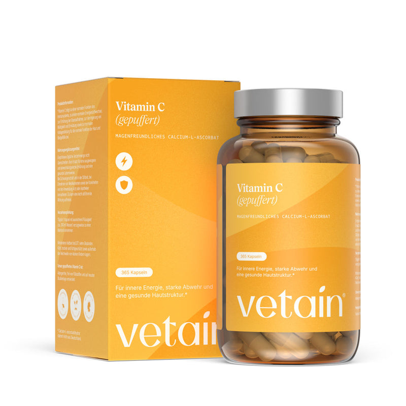 Vetain Vitamin C (gepuffert) für innere Energie, starke Abwehr und eine gesunde Hautstruktur