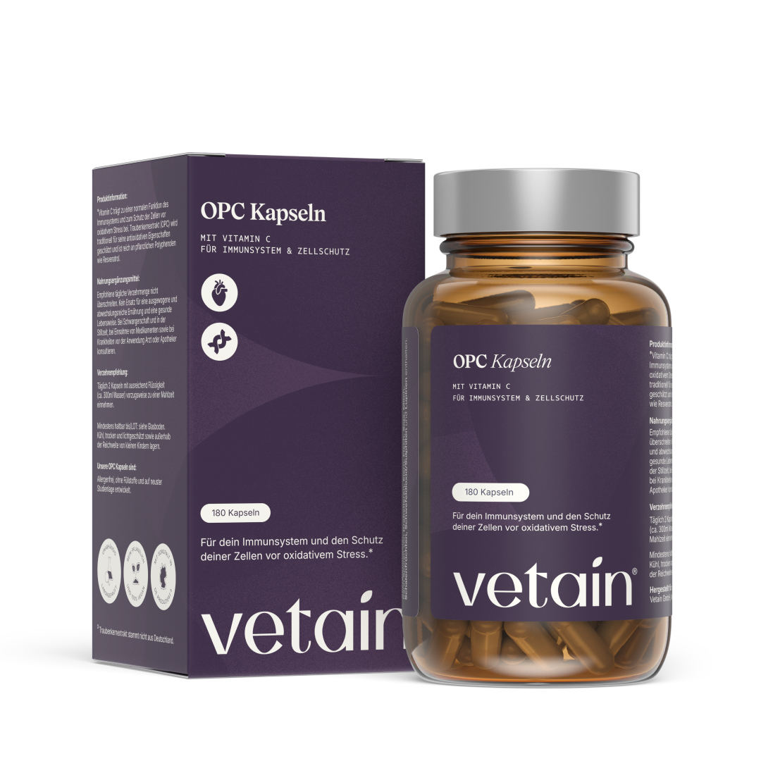 Vetain OPC Kapseln mit Vitamin C für Immunsystem und Zellschutz